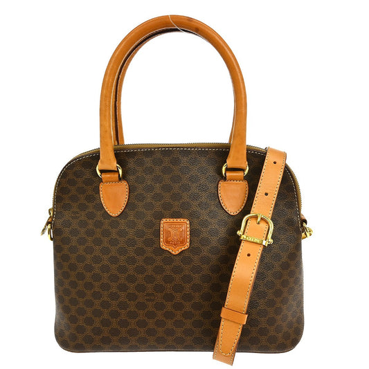 Celine Vintage Macadam Handbag Canvas, BROWN, CANVAS, Handbag