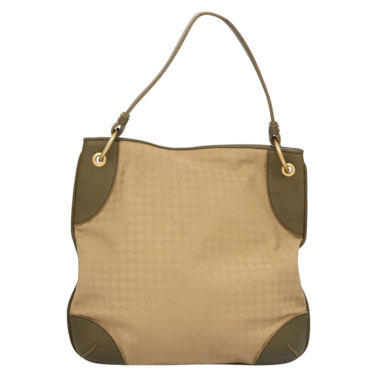 Bottega Veneta Vintage Shoulder Bag Canvas, BEIGE, CANVAS, Shoulder bag