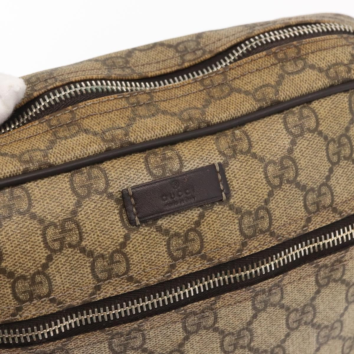 Gucci Front Zip Messenger GG Coated Canvas, BEIGE, CANVAS, Shoulder bag