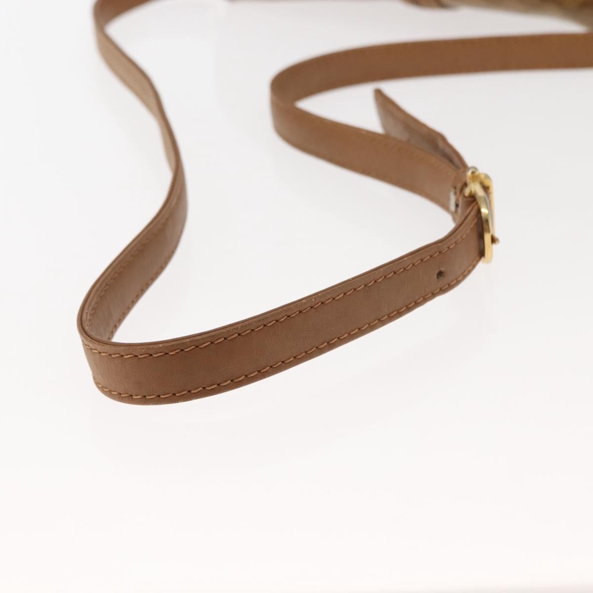 Celine Vintage Macadam Shoulder Bag Canvas and Leather, BEIGE, CANVAS, Shoulder bag