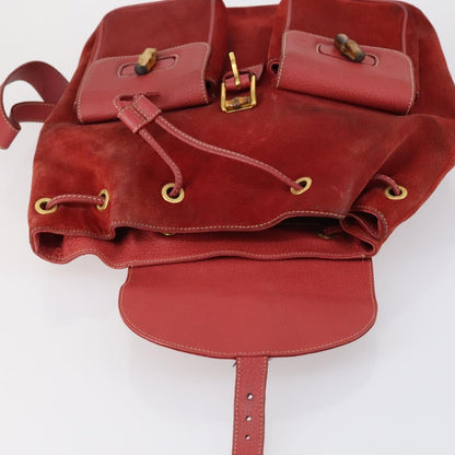 Gucci Vintage Bamboo Backpack Suede, RED, SUEDE, Backpack