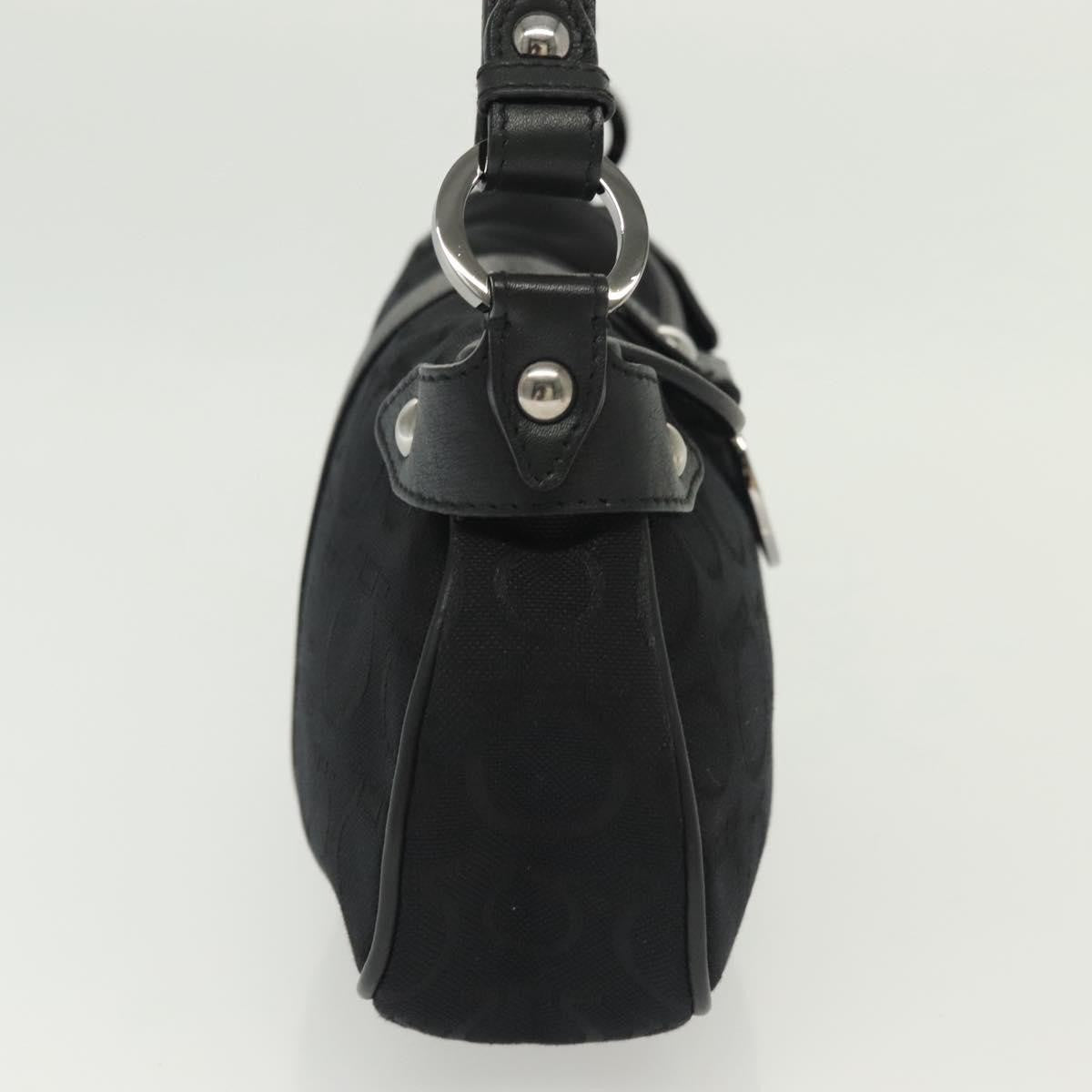 Salvatore Ferragamo Gancini handbag Canvas, BLACK, CANVAS, Handbag