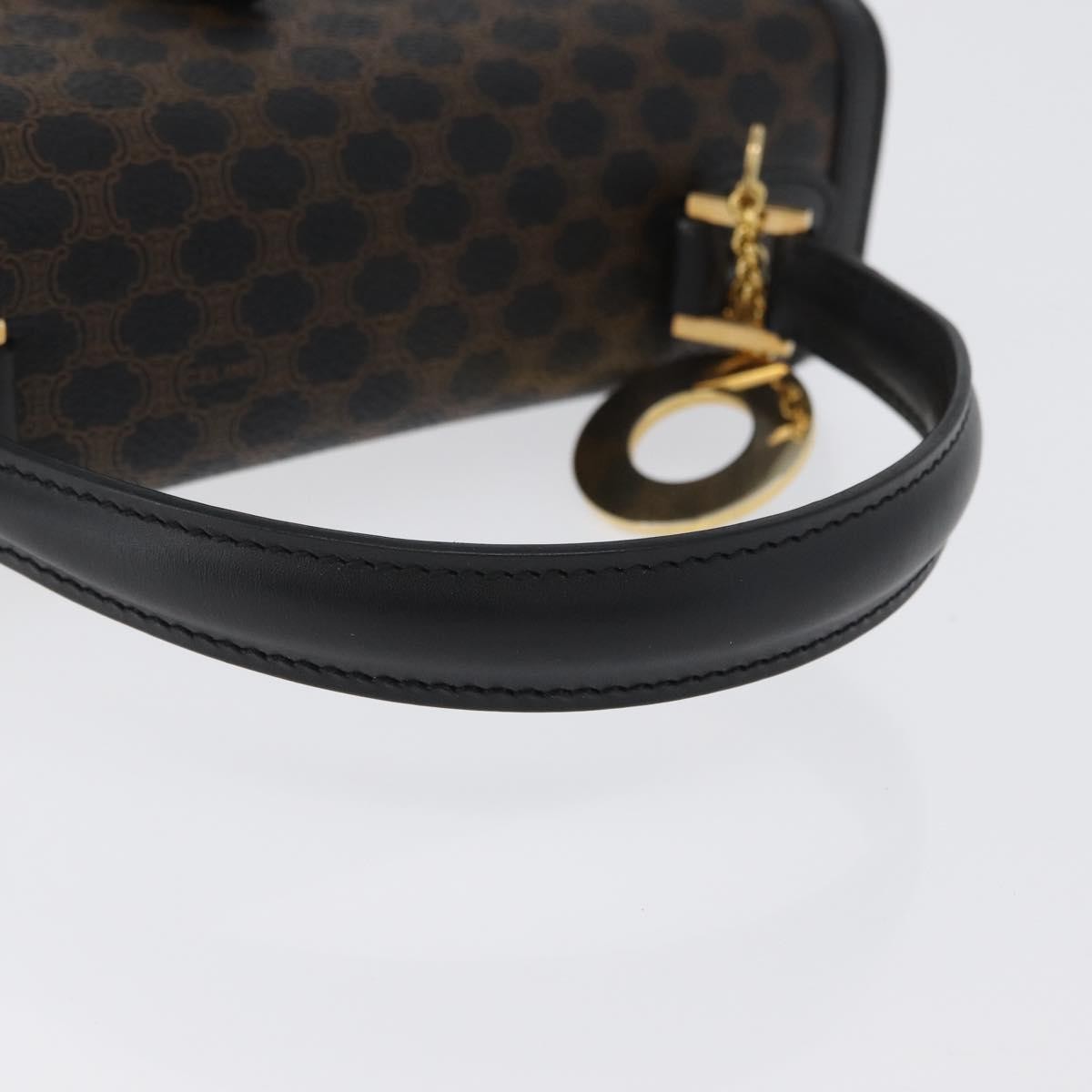 Celine Vintage Convertible Top Handle Bag Macadam Coated Canvas, Black, Canvas, Handbag