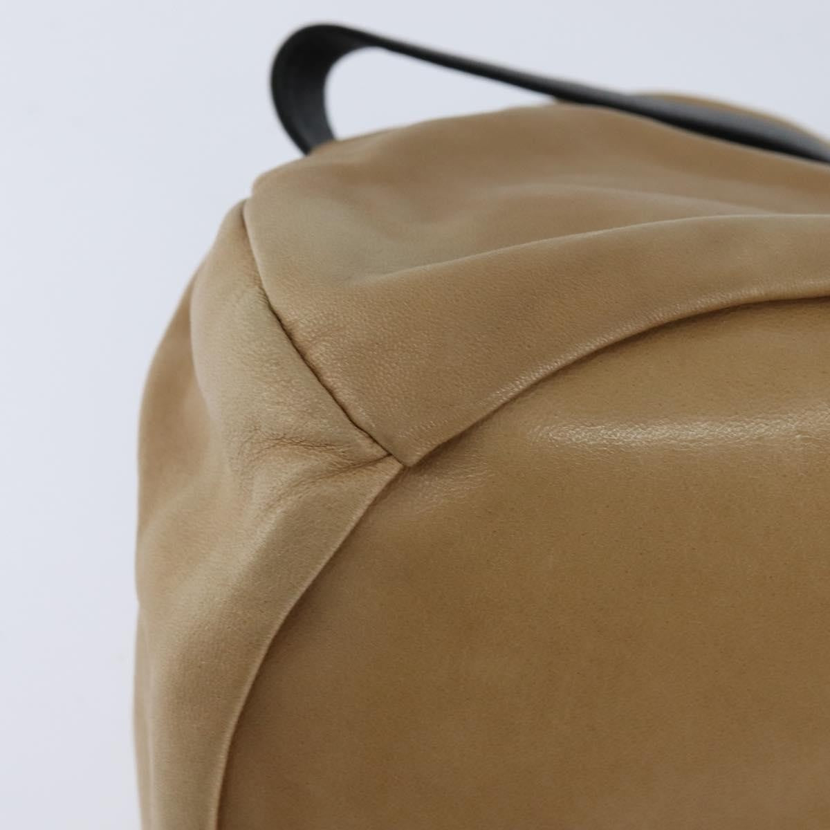 Chanel Vintage Drawstring Pouch Leather, BEIGE, LEATHER, Clutche & pouche