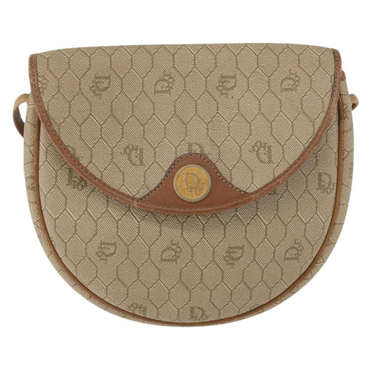 Christian Dior Vintage Honeycomb Flap Crossbody Bag Canvas and Leather, BEIGE, CANVAS, Shoulder bag
