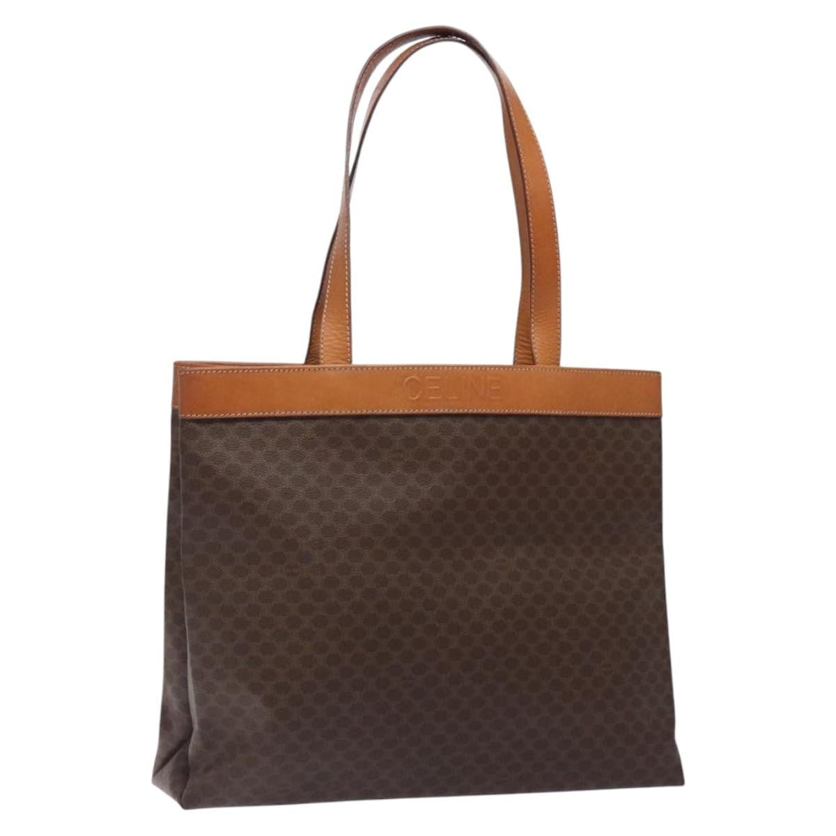 Celine Vintage Macadam Handbag Leather, BROWN, PVC,Leather,Canvas, Handbag