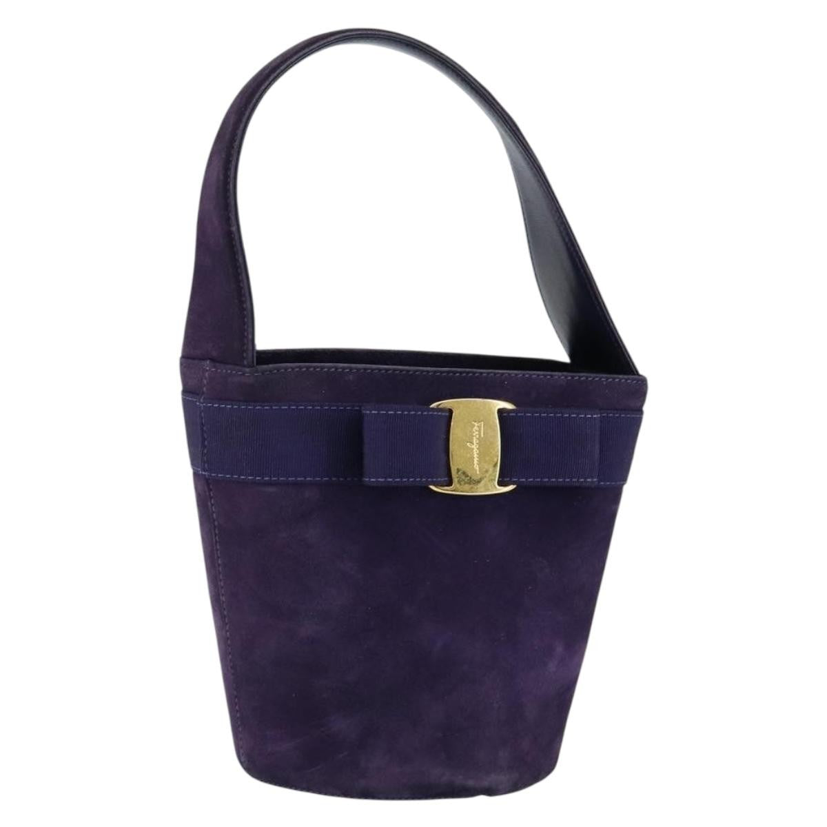 Salvatore Ferragamo Vala Handbag Suede, PURPLE, SUEDE, Handbag