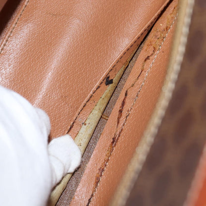 Celine Vintage Macadam Shoulder Bag Leather, BROWN, LEATHER, Shoulder bag