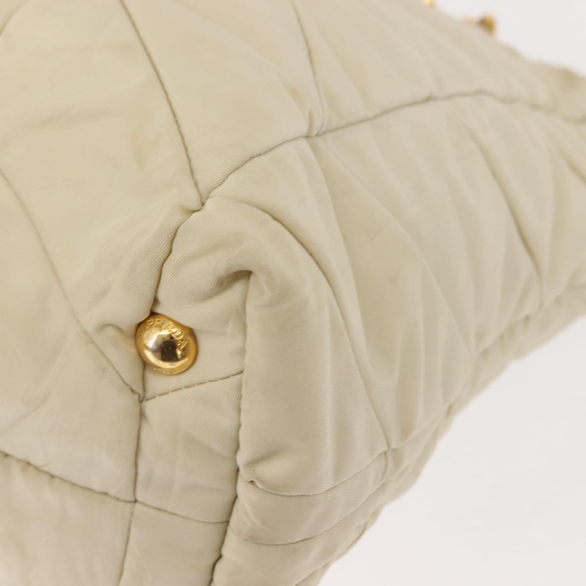Prada Chain Front Zip Tote Quilted Tessuto, BEIGE, NYLON, Tote bag