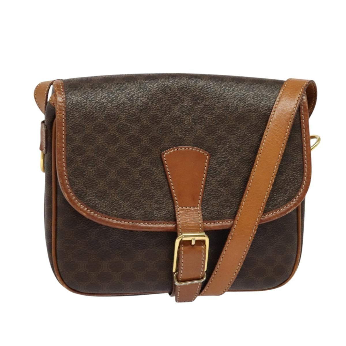 Celine Macadam Shoulder Bag PVC Leather, BROWN, CANVAS, Shoulder bag