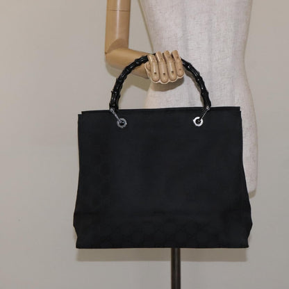 Gucci Vintage Bamboo Handle Tote GG Nylon, BLACK, NYLON, Tote bag