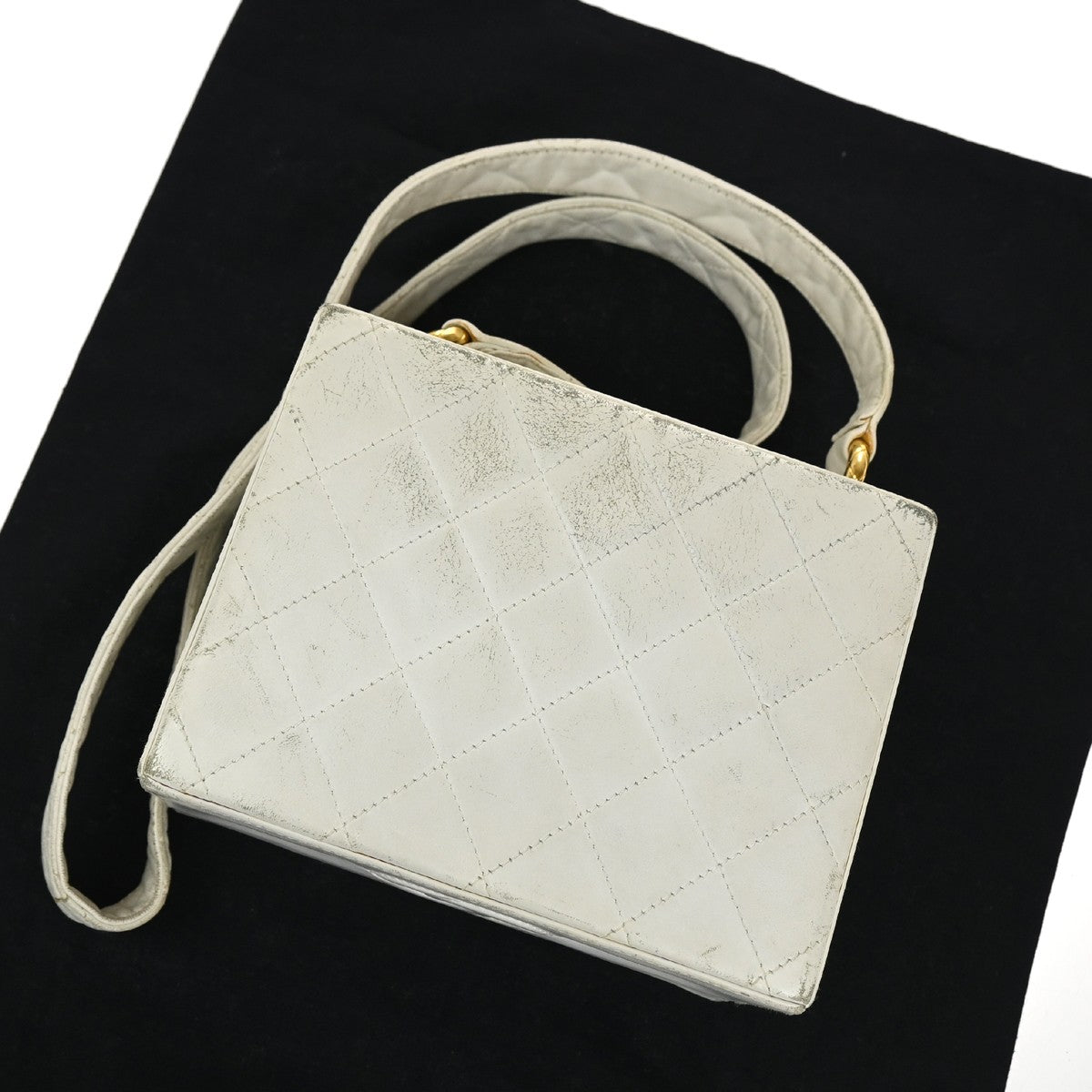 Chanel CC Logo Chain Handbag Canvas and Leather, ECRU, CALFSKIN, Handbag