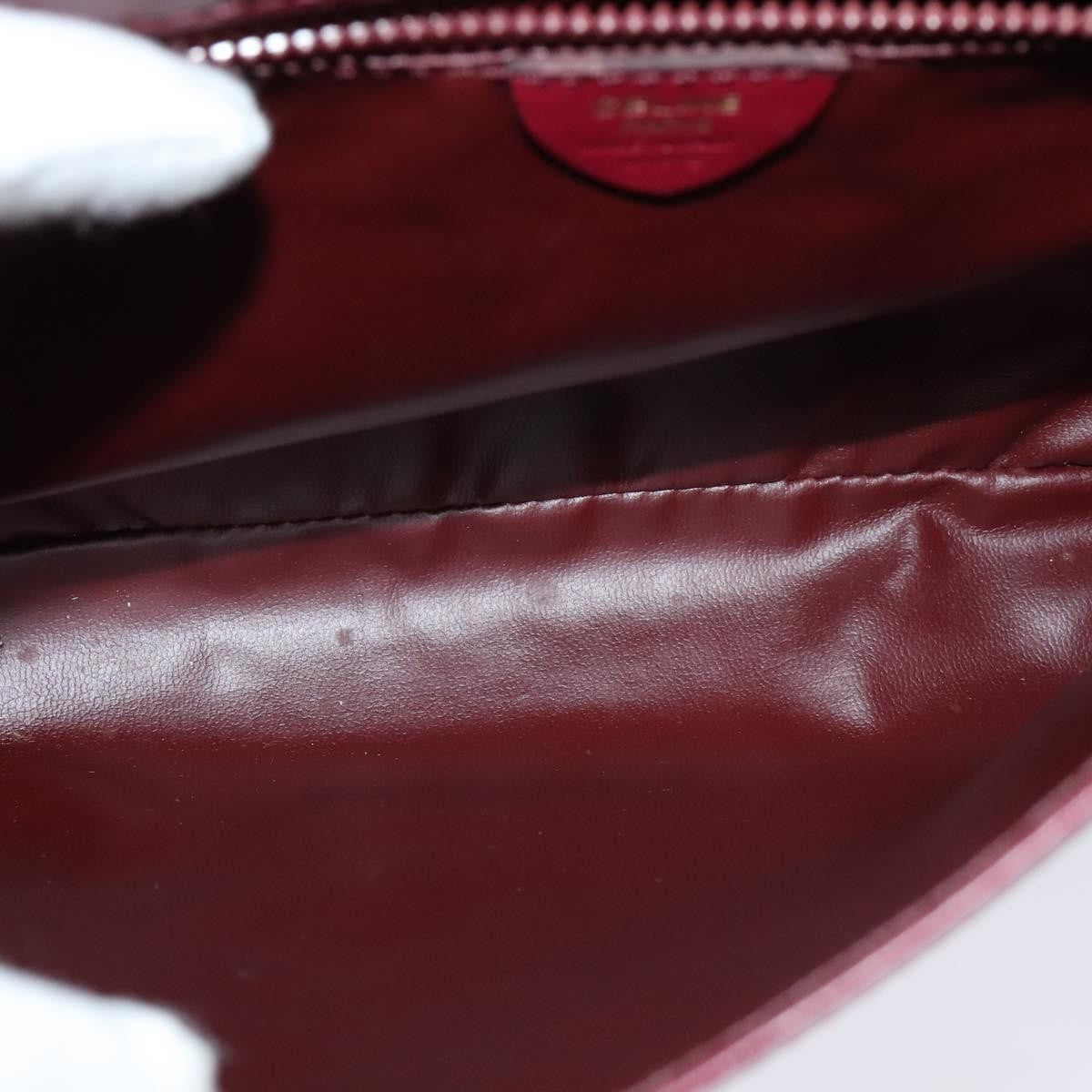 Celine Circle logo Leather, BURGUNDY, LEATHER, Shoulder bag