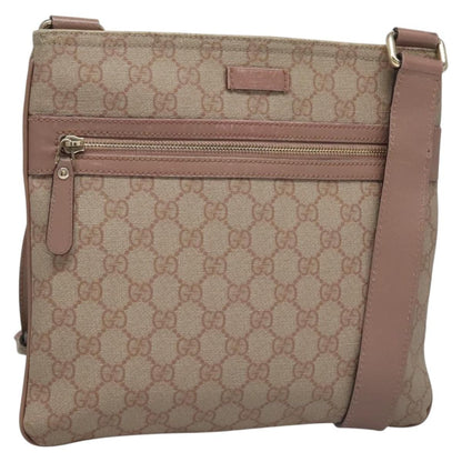 Gucci Front Zip Flat Messenger Bag GG Coated Canvas, BEIGE, CANVAS, Shoulder bag