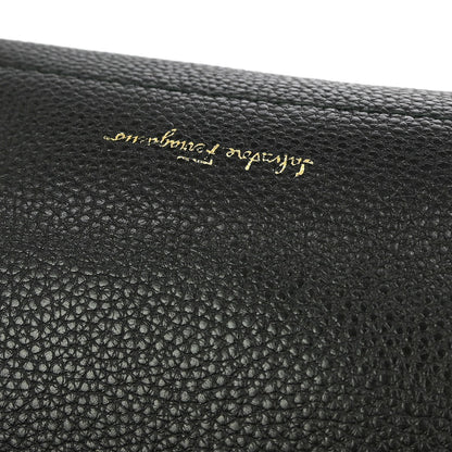 Salvatore Ferragamo Amy Tote Pebbled Leather, BLACK, LEATHER, Tote bag