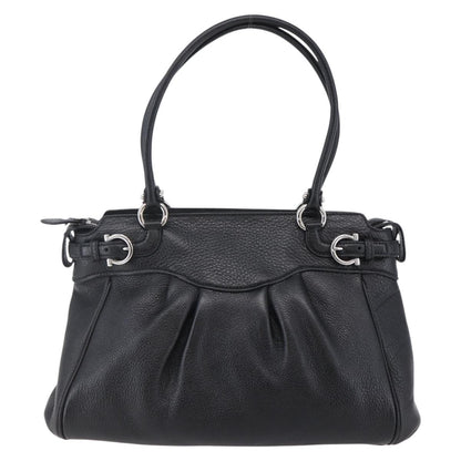 Salvatore Ferragamo Gancini Tote Leather, BLACK, LEATHER, Tote bag