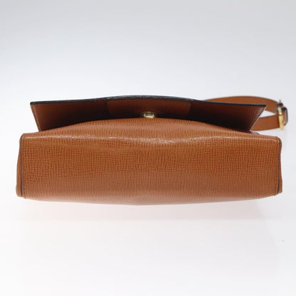 Celine Circle logo Leather, BROWN, LEATHER, Shoulder bag