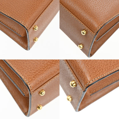 Gucci Vintage Lady Lock Top Handle Bag Leather, Brown, Leather, Shoulder Bag