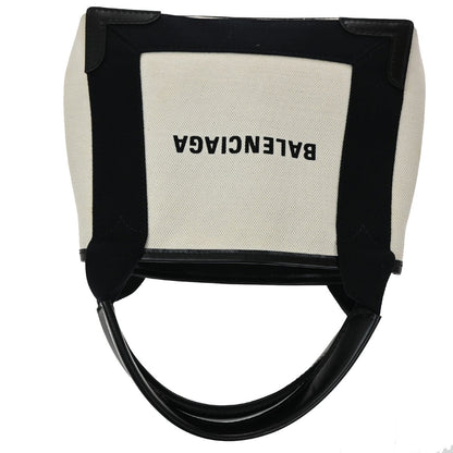 Balenciaga Navy Cabas Canvas with Leather, BEIGE, CANVAS, Bag