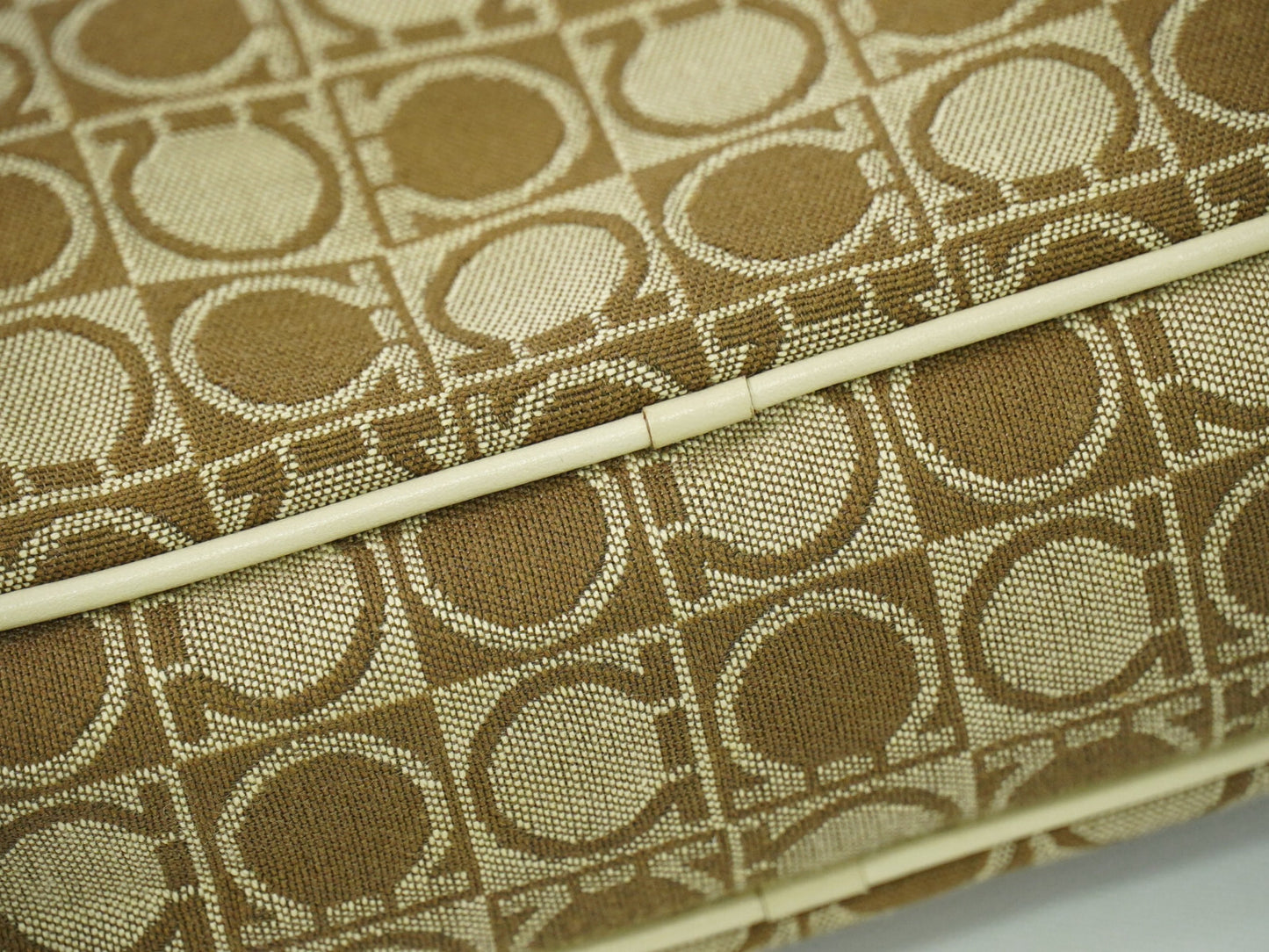 Salvatore Ferragamo Gancini Shoulder Bag Canvas, BEIGE, CANVAS, Shoulder bag