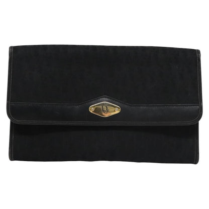 Christian Dior Vintage Chain Flap Shoulder Bag Diorissimo Canvas, BLACK, CANVAS, Shoulder bag