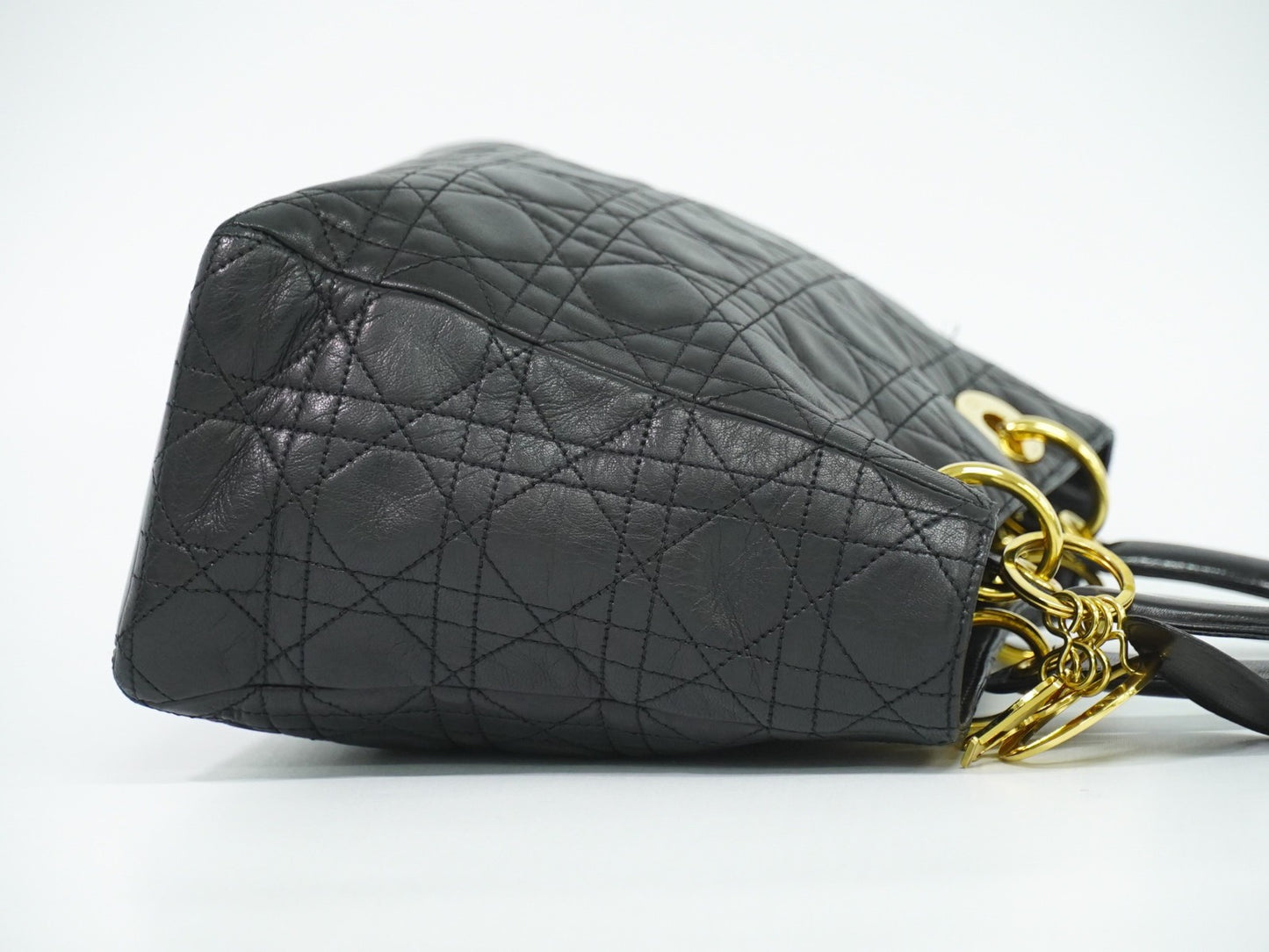 Christian Dior Lady cannage Matelassé, BLACK, LEATHER, Handbag