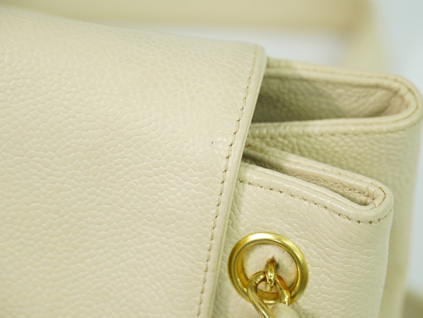 Chanel Vintage Shoulder Bag Leather, ECRU, LEATHER, Shoulder bag