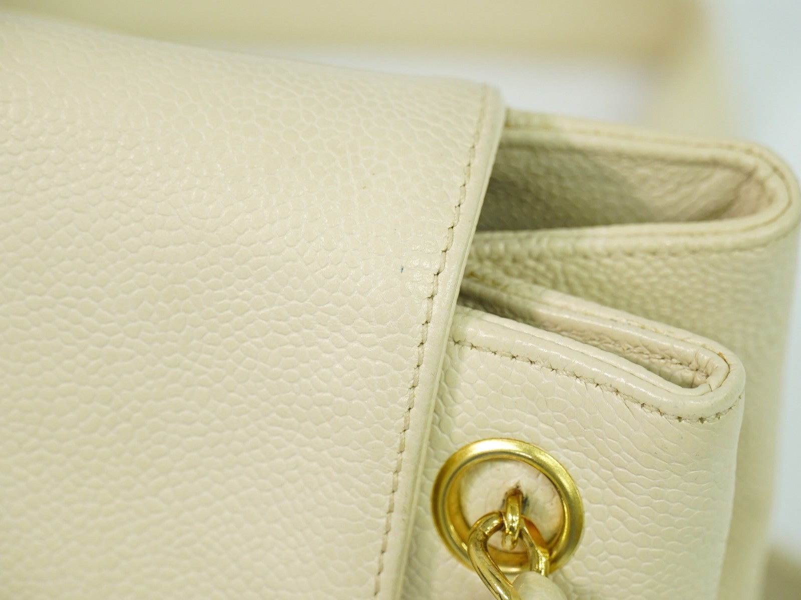 Chanel Vintage Shoulder Bag Leather, ECRU, LEATHER, Shoulder bag