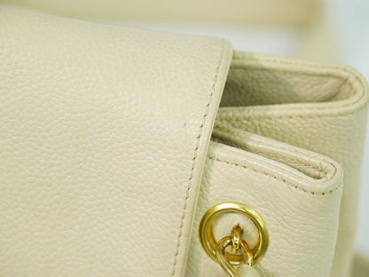 Chanel Vintage Shoulder Bag Leather, ECRU, LEATHER, Shoulder bag