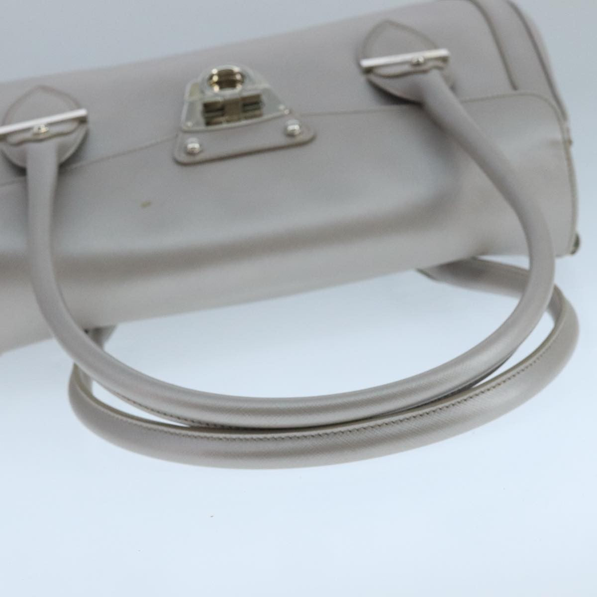 Salvatore Ferragamo Flap Satchel Saffiano Leather, SILVER, LEATHER, Handbag