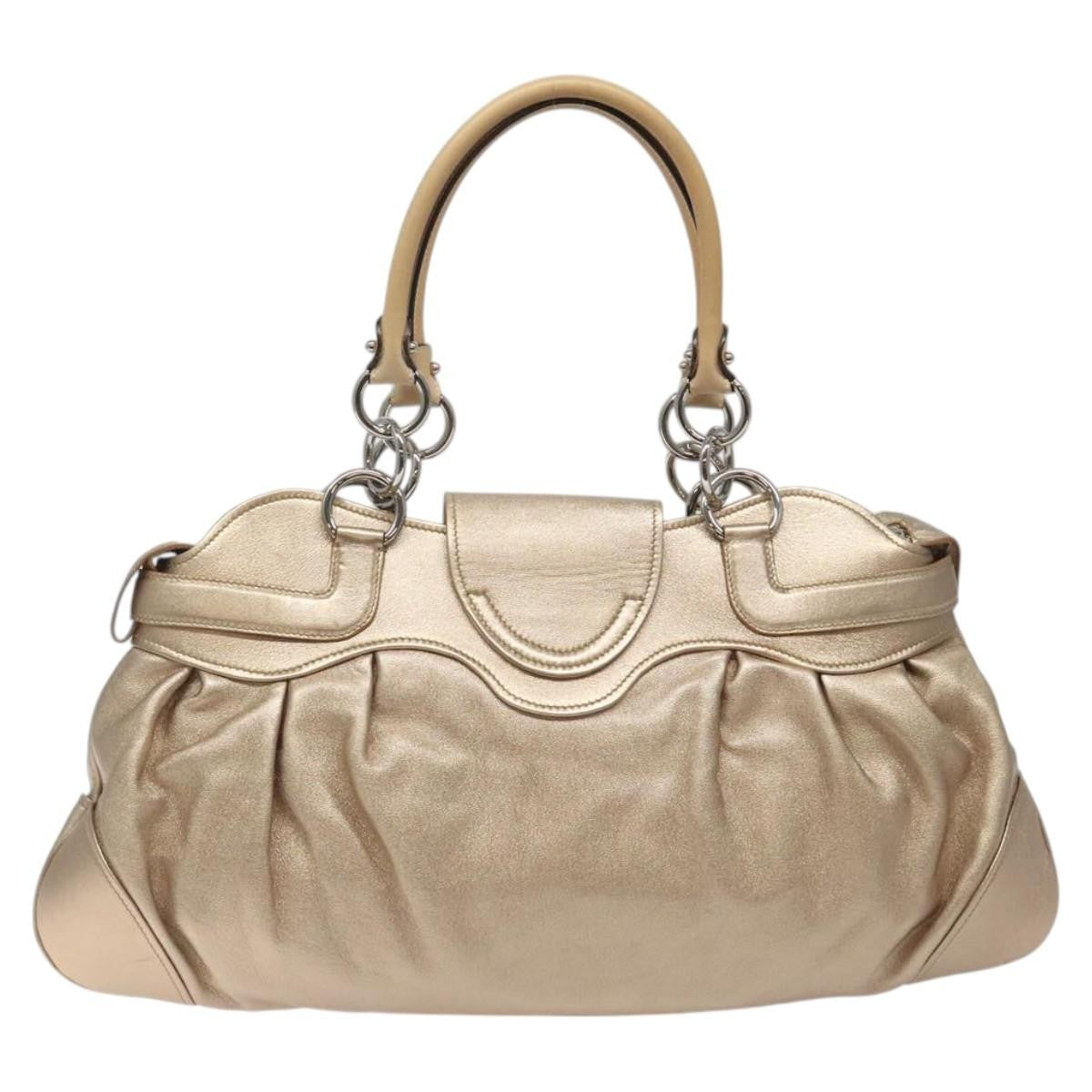 Salvatore Ferragamo Marisa Satchel Leather, GOLD, LEATHER, Handbag