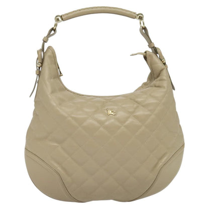 Burberry Hoxton Hobo Quilted Leather, BEIGE, LEATHER, Shoulder bag