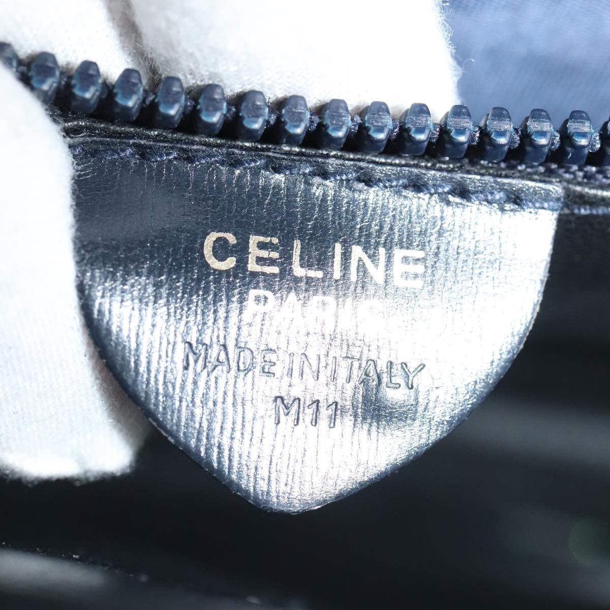 Celine Vintage Circle Logo Crossbody Bag Leather, NAVY, LEATHER, Crossbody bag
