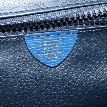 Celine Vintage Circle Logo Crossbody Bag Leather, BLUE, LEATHER, Crossbody bag
