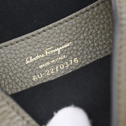 Salvatore Ferragamo Gancini Backpack Leather, KHAKI, LEATHER, Backpack