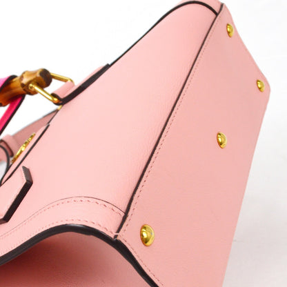 Gucci Diana NM Bamboo Handle Tote Leather, PINK, LEATHER, Tote bag