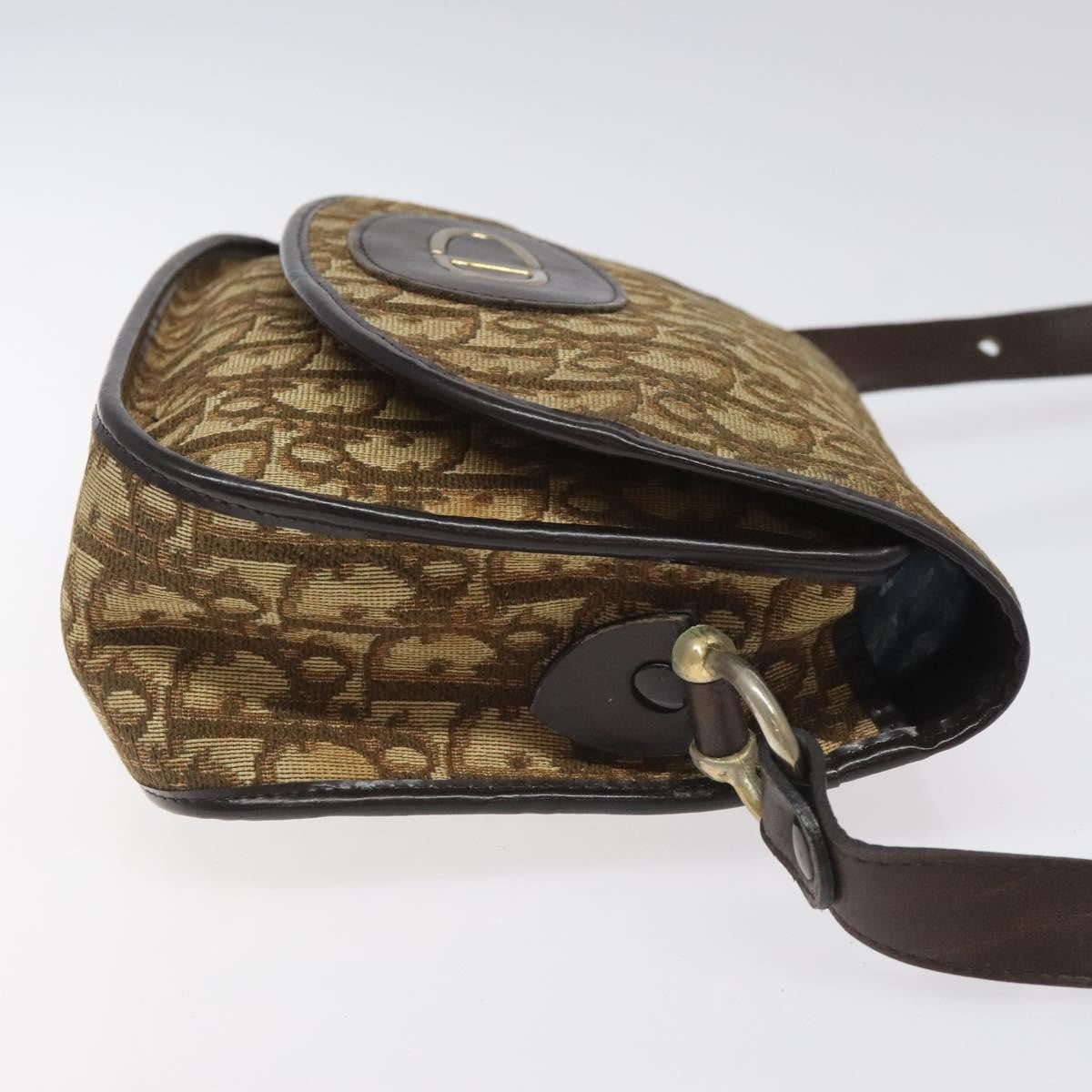 Christian Dior Vintage Trotter Flap Shoulder Bag Canvas, BROWN, CANVAS, Shoulder bag