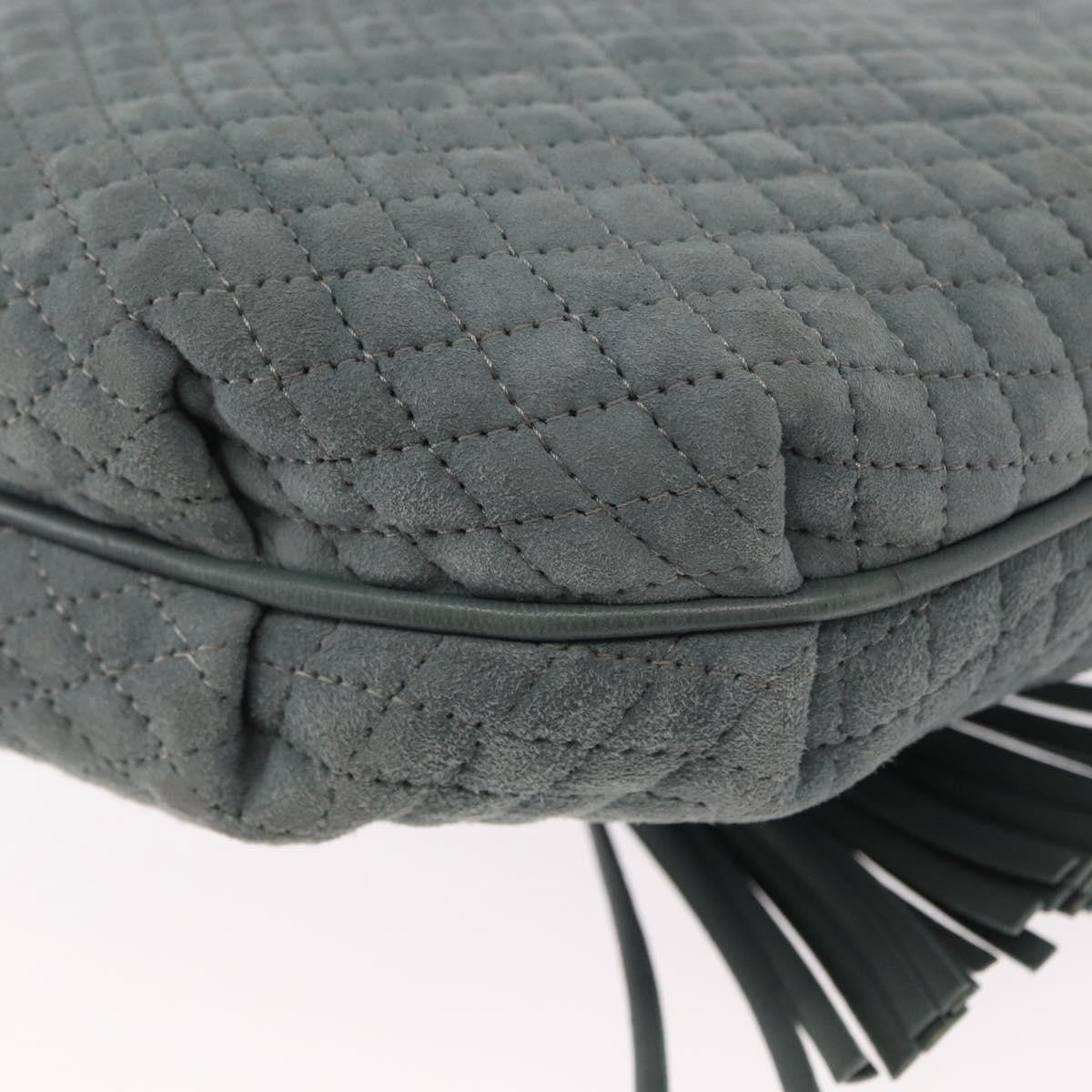 Bally Vintage Chain Shoulder Bag Quilted Suede, GRAY, SUEDE, Shoulder bag