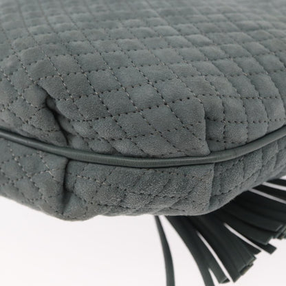 Bally Vintage Chain Shoulder Bag Quilted Suede, GRAY, SUEDE, Shoulder bag