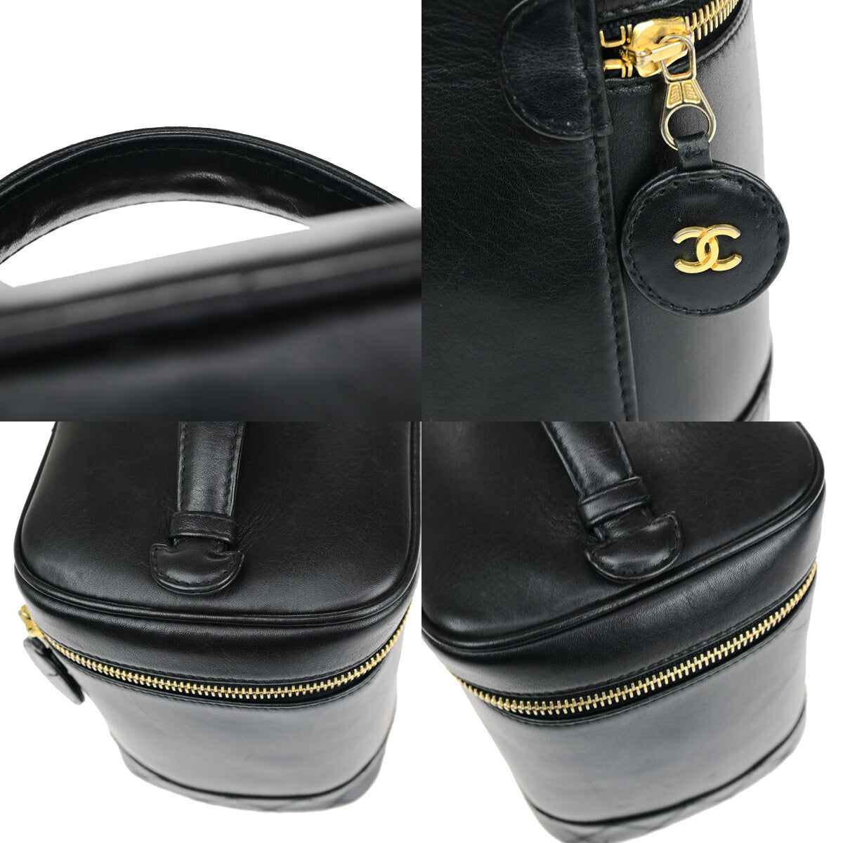 Chanel Vanity pouch Leather, BLACK, LEATHER, Toiletry Case