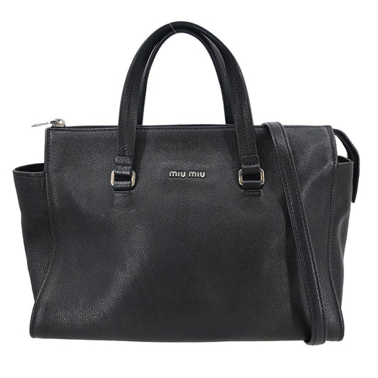 Miu Miu Tote bag Nylon, BLACK, LEATHER, Handbag