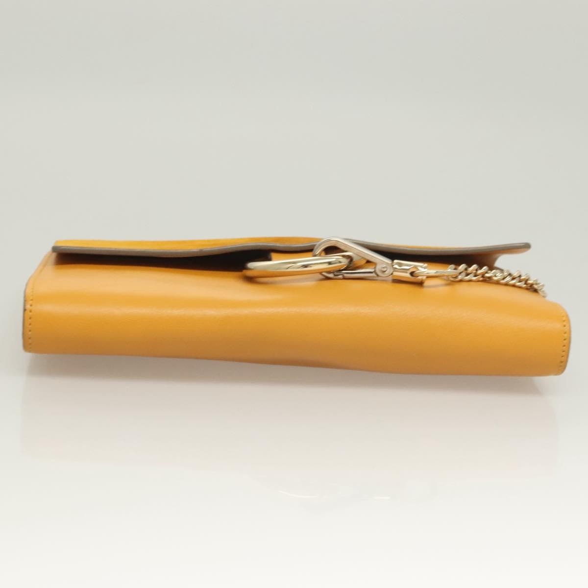 Chloe Faye Clutch Leather and Suede, YELLOW, LEATHER, Clutche & pouche