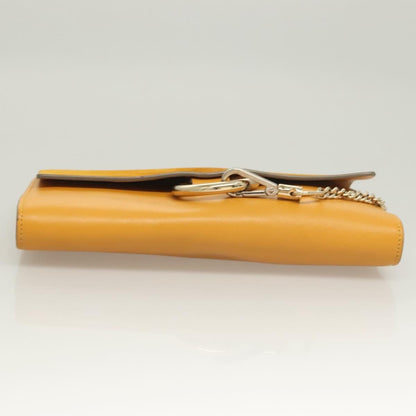 Chloe Faye Clutch Leather and Suede, YELLOW, LEATHER, Clutche & pouche