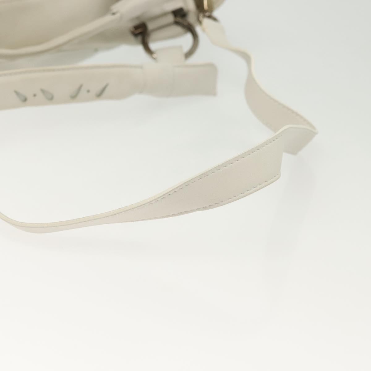 Salvatore Ferragamo Gancini handbag Leather, WHITE, LEATHER, Handbag