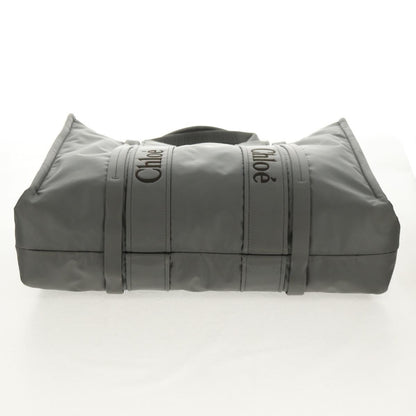 Chloe Woody Tote Recycled Nylon, GRAY, NYLON, Tote bag