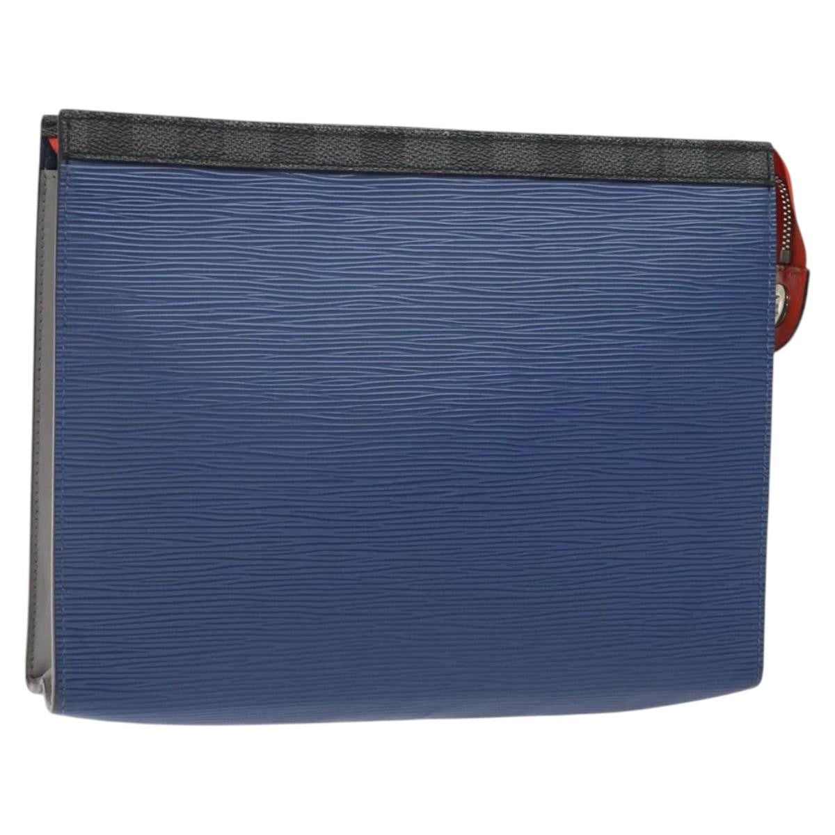 Louis Vuitton Pochette Voyage Epi Leather with Damier Graphite, BLUE, LEATHER, Clutche & pouche