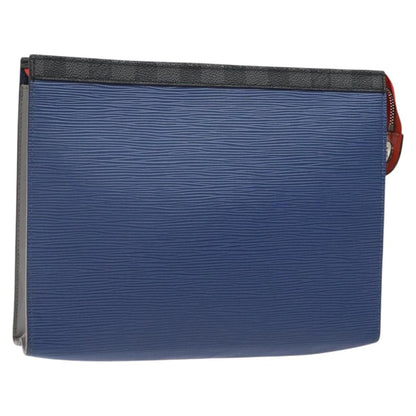 Louis Vuitton Pochette Voyage Epi Leather with Damier Graphite, BLUE, LEATHER, Clutche & pouche