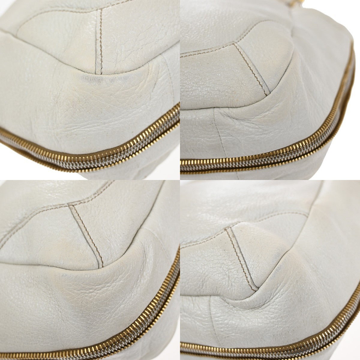 Prada Side Pocket Zip Hobo Vitello Daino, WHITE, LEATHER, Shoulder bag