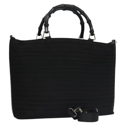 Gucci Vintage Bamboo Handle Tote Nylon, BLACK, NYLON, Tote bag