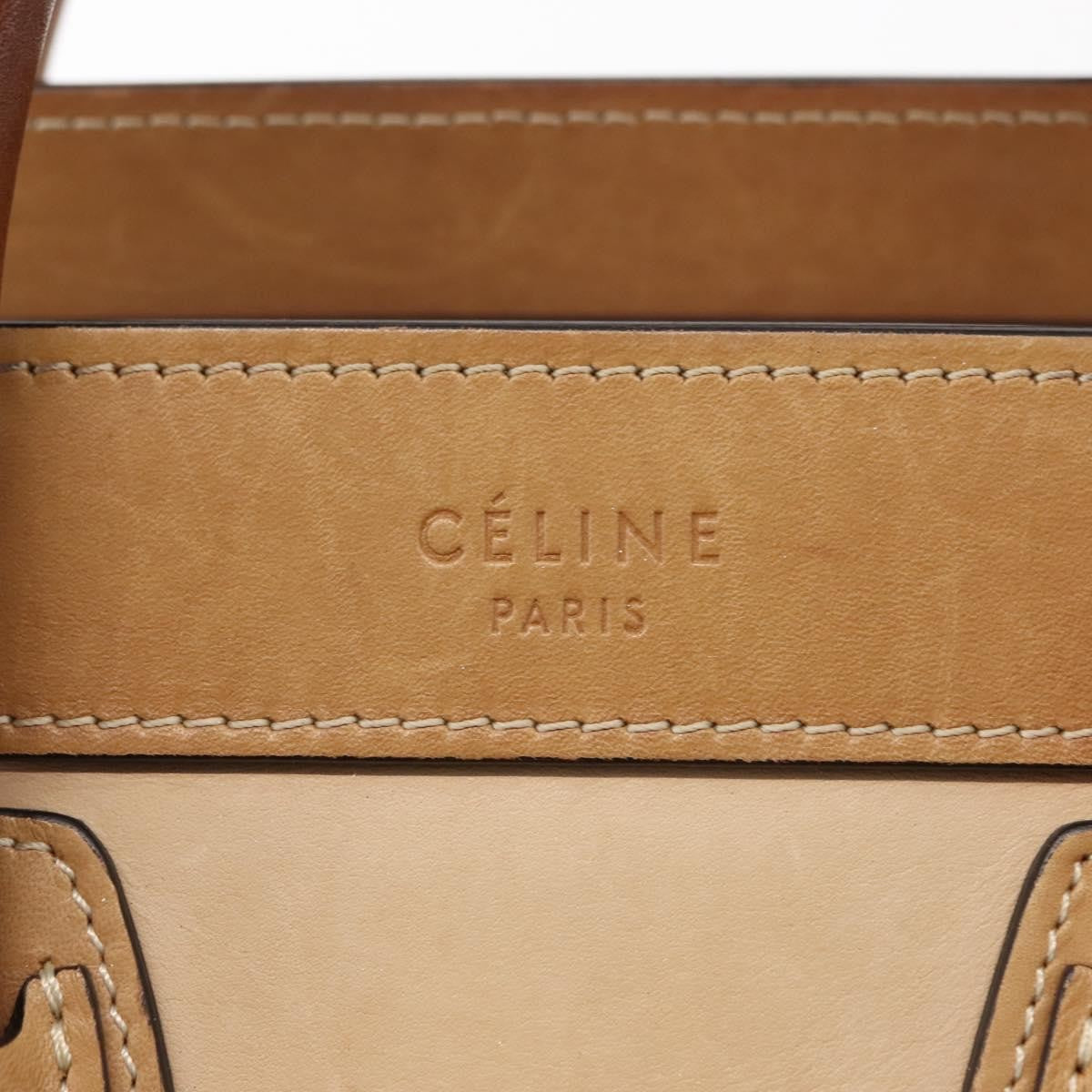 Celine Tricolor Luggage Bag Leather, BEIGE, LEATHER, Handbag